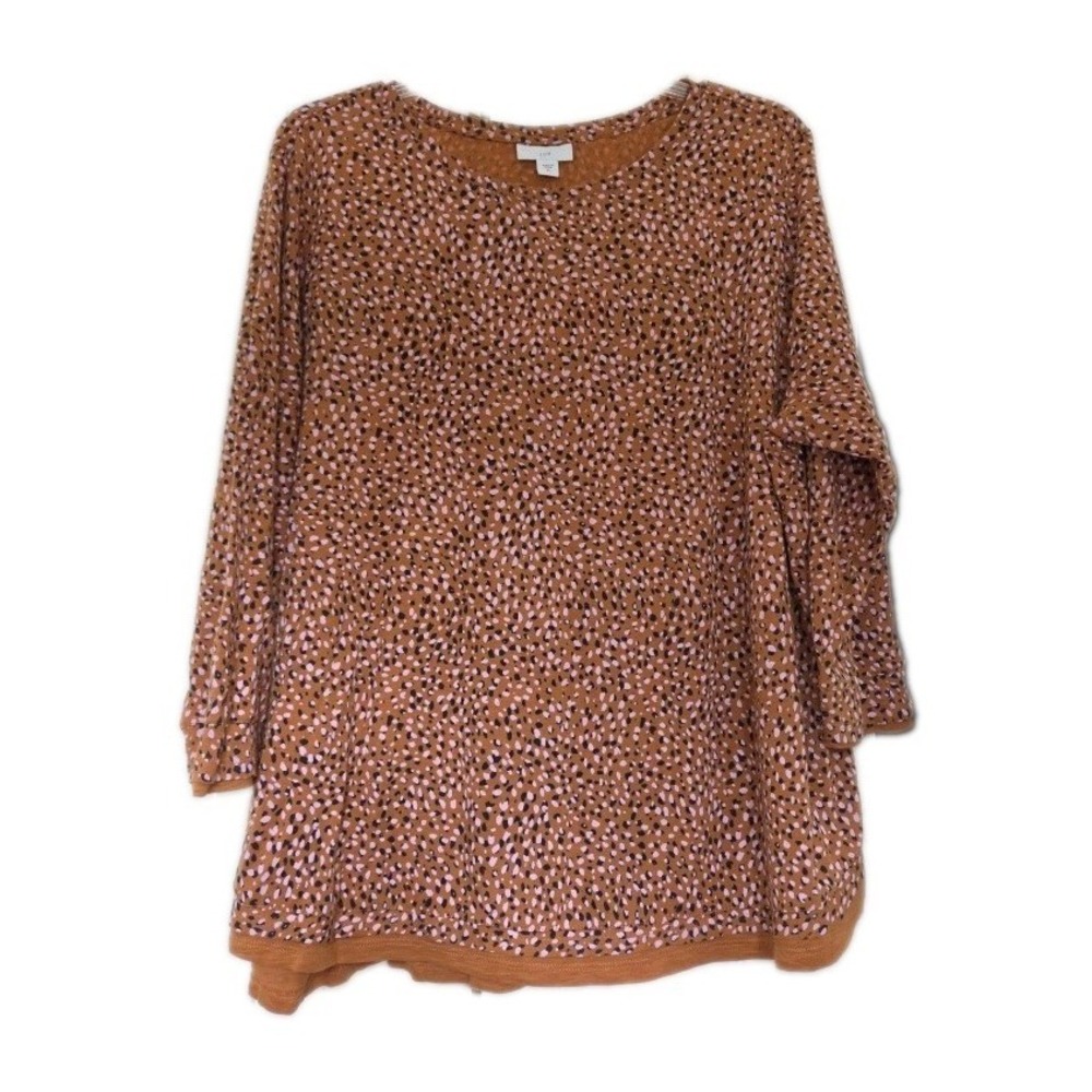 J. Jill sz XL Cotton Blend modal polka dot layered‎ Top boho relaxed Terracota